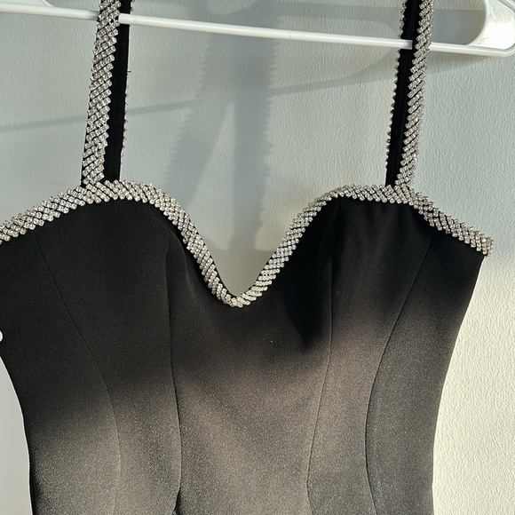 House of‎ CB Gloriana Black Crystal Trim Mini Dress Size Small. NEW. LBD - Picture 5 of 7